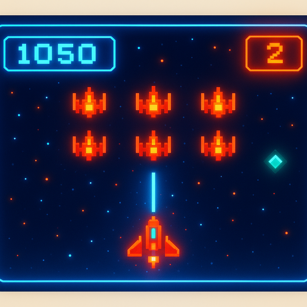 Arcade screenshot with neon UI